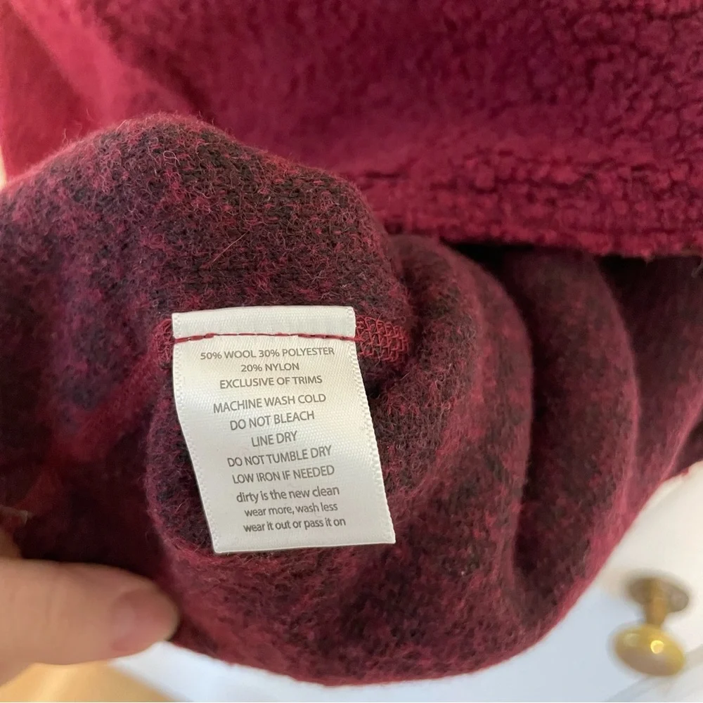 Toad&Co Sheridan Sherpa Wool Blend‎ Burgundy Fleece Vest Size XL